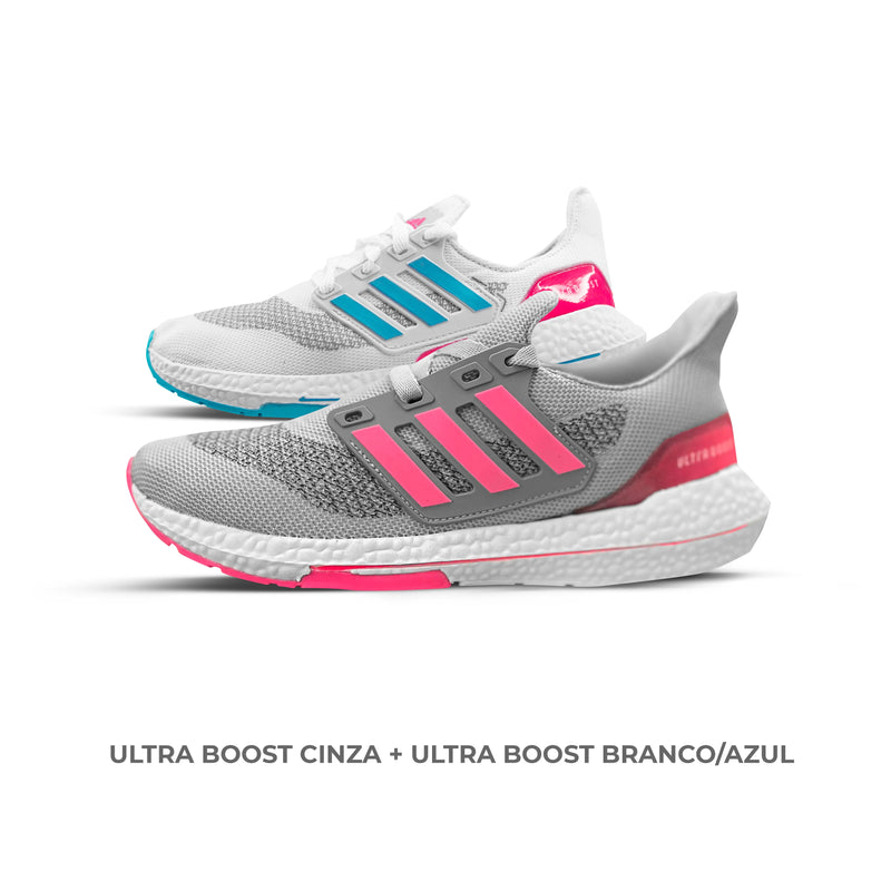 Ultra Boost Cinza + Ultra Boost Branco/Azul - Feminino