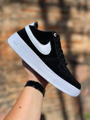 Tênis Air Force  One  Camurça Preto Branco