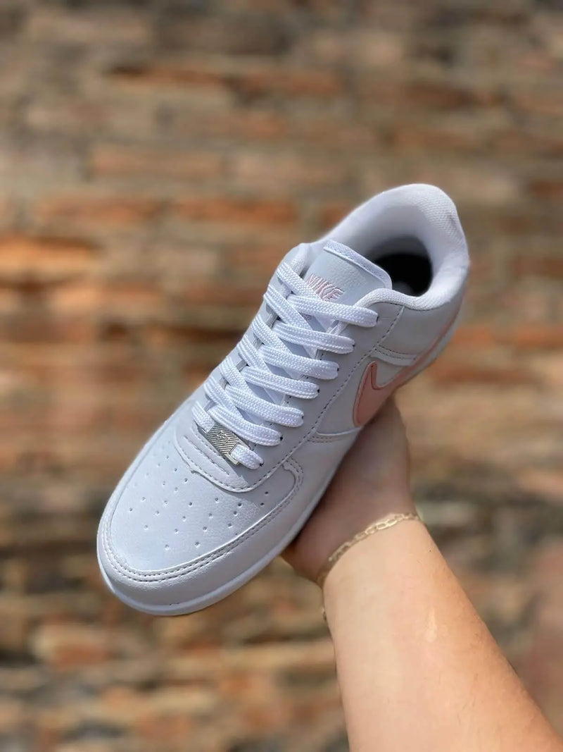 Tênis Air Force  One Feminino  Branco Rosa