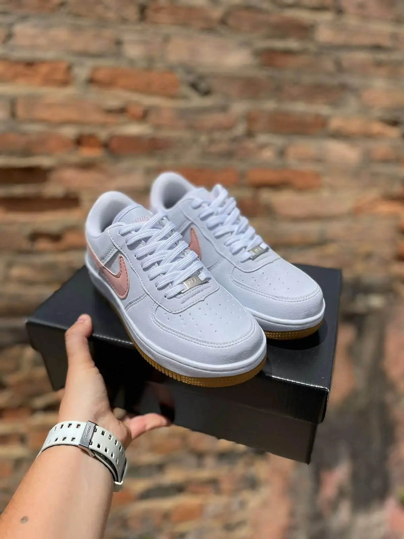 Tênis Air Force  One Feminino  Branco Rosa