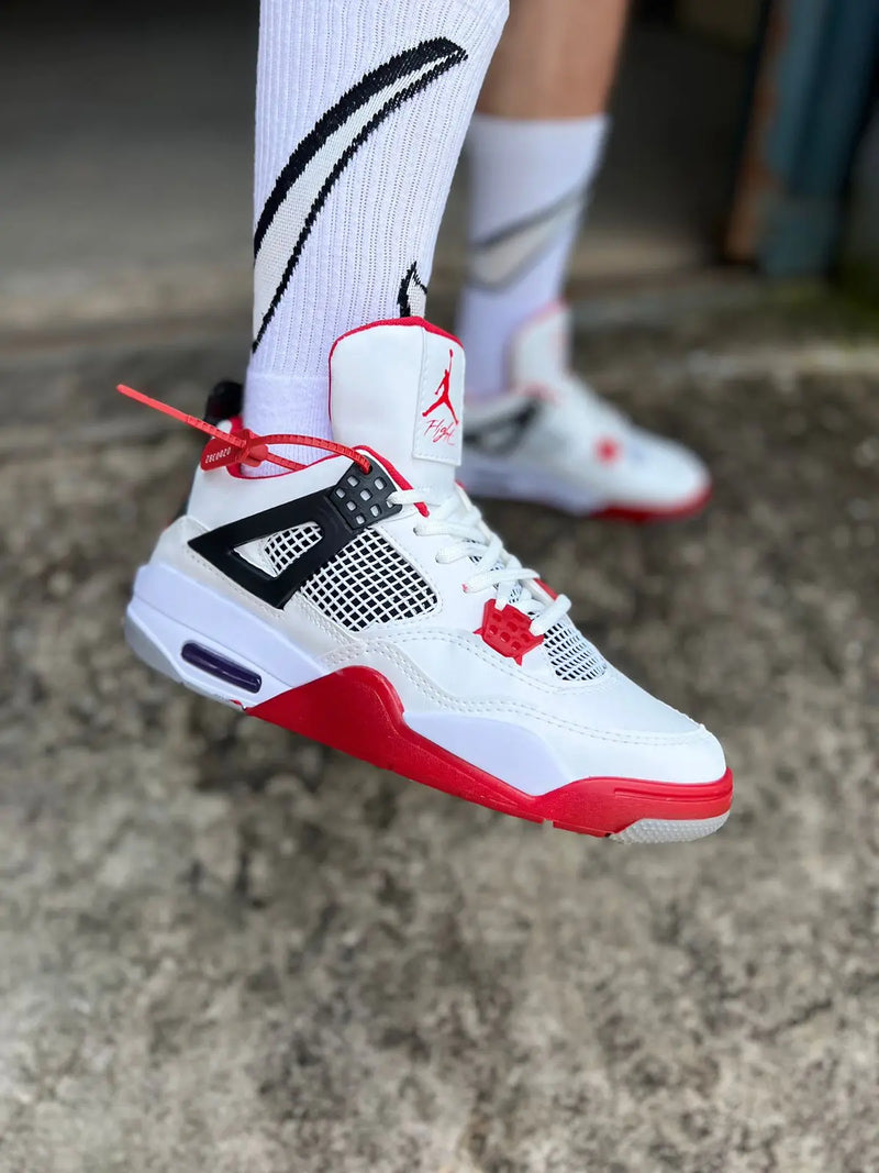 Tênis Jordan 4 Branco Vermelho Calçados Store Raga